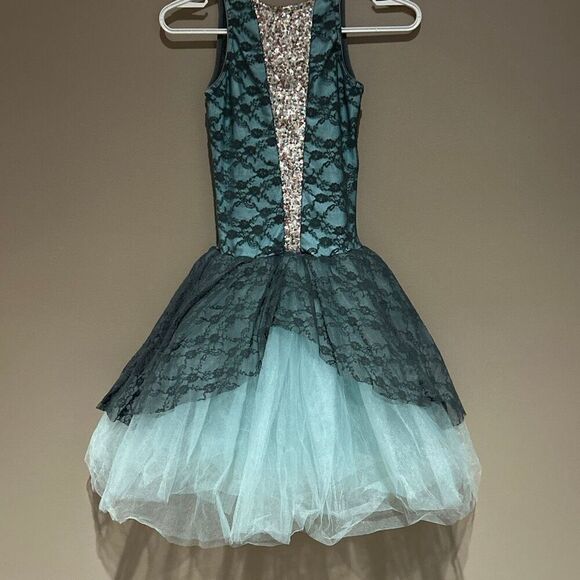 Revolution Tops - Revolution Dance Costume Tute Sequins Body suit Tulle Greyish Light Blue